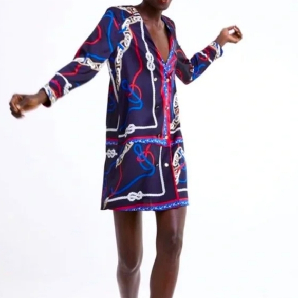 Zara Nautical Chain Print Blouse - Size S - Picture 2 of 9